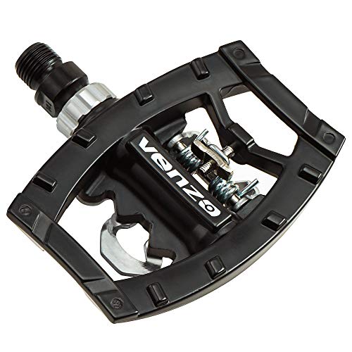 Venzo Dual Function Platform Multi-Use Compatible with Shimano SPD Mountain Bike Bicycle Sealed Clipless Pedals - Dual Platform Multi-Purpose - Great for Touring, Road, Trekking Bikes - Black - Image 1