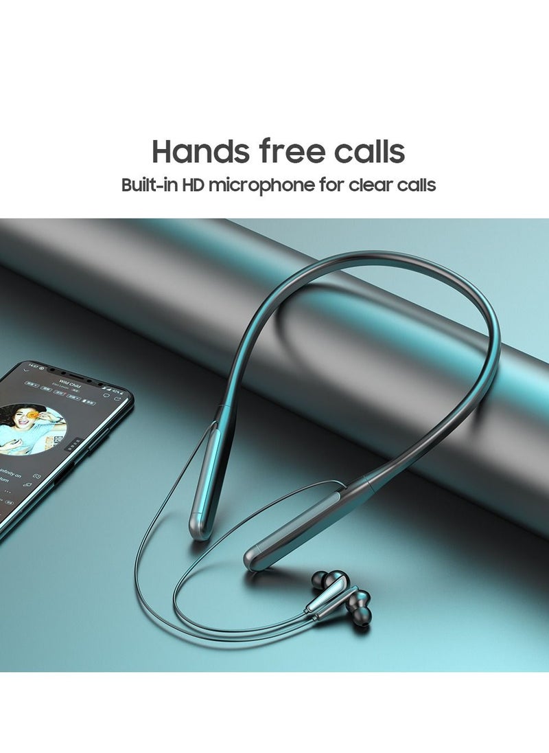 Acxmo Neckband Wireless Earphone with 36H Music & Talk Time Micro SD Card Slot  Call Vibration Alert Black