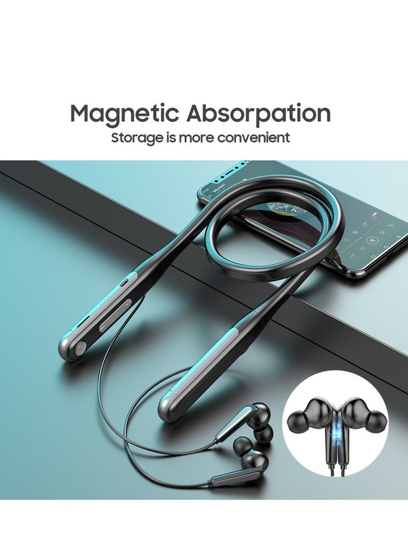 Acxmo Neckband Wireless Earphone with 36H Music & Talk Time Micro SD Card Slot  Call Vibration Alert Black