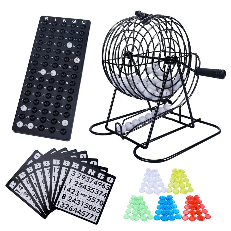 GOTHINK Bingo Game Set for Adults and Kids Included 8 Metal Wheel Cage 75 Calling Balls Master Board 18 Bingo Cards 150 Colored Chips Great for Fun Family Game Night Large Groups Parties - Image 2