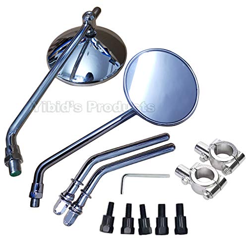 Yibid Universal Chrome 4" Round Motorcycle Rearview Mirrors Classic Retro Side Mirror Multi-fit Replacement for Cruiser Chopper Cafe Racer Sportster Bobber Touring Dyna Kawasaki Suzuki Yamaha Ducati - Image 1