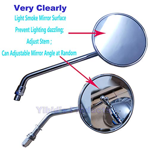 Yibid Universal Chrome 4" Round Motorcycle Rearview Mirrors Classic Retro Side Mirror Multi-fit Replacement for Cruiser Chopper Cafe Racer Sportster Bobber Touring Dyna Kawasaki Suzuki Yamaha Ducati - Image 5