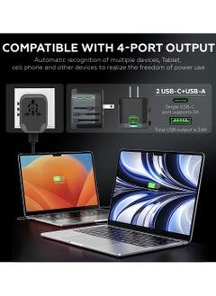 AMROAH All in One International Travel Adapter with 4 USB (2 USB A & 2 USB Type C), Worldwide Universal Travel Plug with Charging Ports AC Power Converters Socket to USA Europe UK Australia France  - Image 2