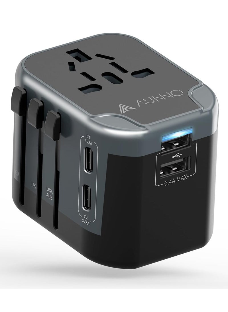 All in One International Travel Adapter with 4 USB (2 USB A & 2 USB Type C), Worldwide Universal Travel Plug with Charging Ports AC Power Converters Socket to USA Europe UK Australia France - pzsku/ZCF7F7DF34B373E4A13ECZ/45/_/1734323428/7df5e96a-cf47-4f36-8c47-bf70312f55de