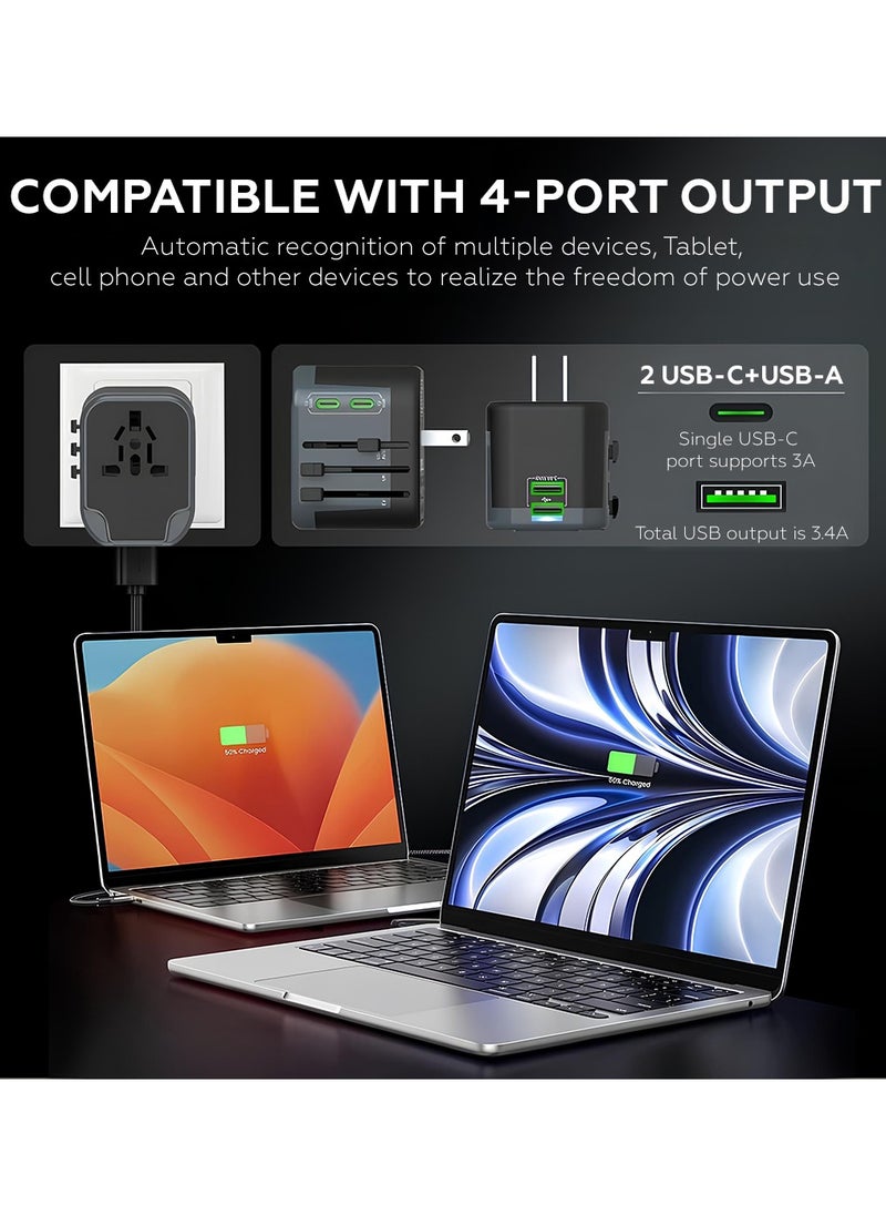 All in One International Travel Adapter with 4 USB (2 USB A & 2 USB Type C), Worldwide Universal Travel Plug with Charging Ports AC Power Converters Socket to USA Europe UK Australia France - pzsku/ZCF7F7DF34B373E4A13ECZ/45/_/1736840714/cd233fd6-6147-4b27-93d3-901716ff6945