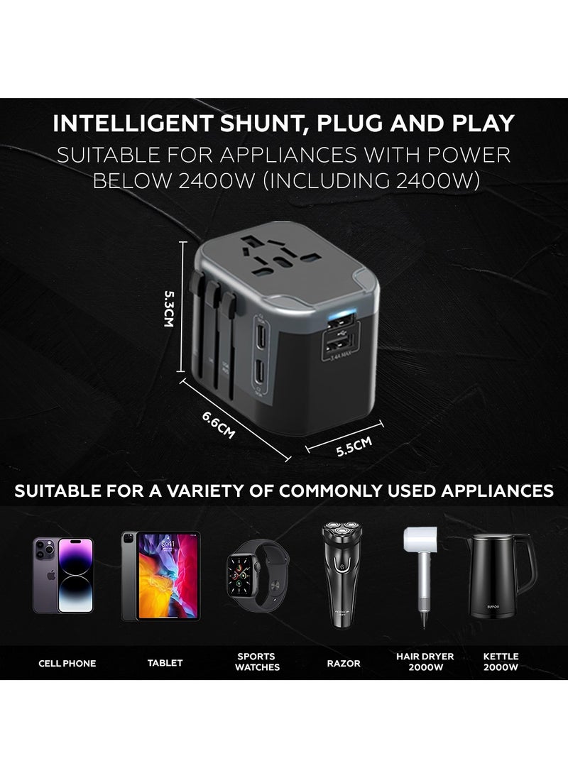 All in One International Travel Adapter with 4 USB (2 USB A & 2 USB Type C), Worldwide Universal Travel Plug with Charging Ports AC Power Converters Socket to USA Europe UK Australia France - pzsku/ZCF7F7DF34B373E4A13ECZ/45/_/1736840793/224b9ac3-34ab-4e71-97a1-7f6efa8cb680