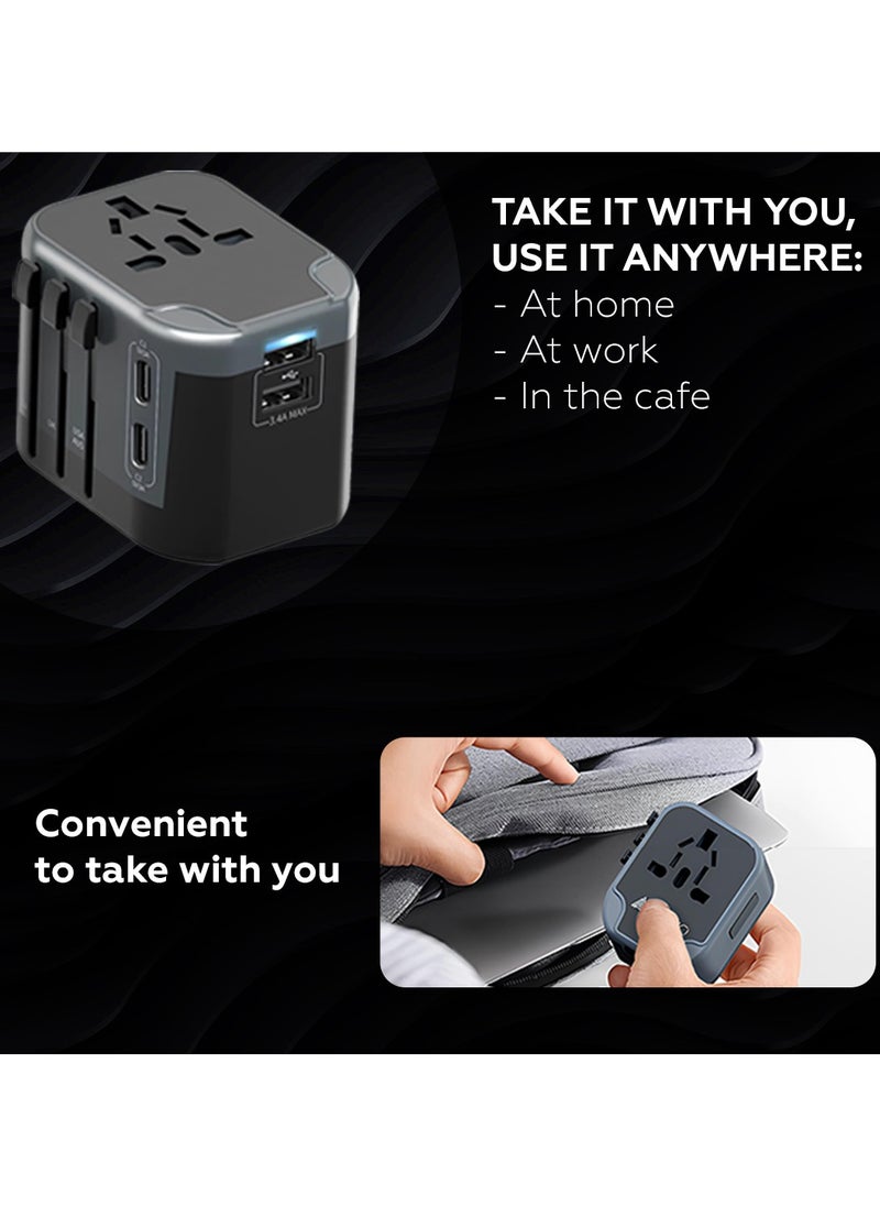 All in One International Travel Adapter with 4 USB (2 USB A & 2 USB Type C), Worldwide Universal Travel Plug with Charging Ports AC Power Converters Socket to USA Europe UK Australia France - pzsku/ZCF7F7DF34B373E4A13ECZ/45/_/1736840825/5dd79fdf-cb77-45e4-975e-8ce21455586f