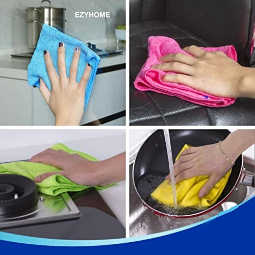 EZYHOME Kitchen Dish Microfibre Towels, 100% Cotton Kitchen Towels and Dishcloths Set, 8Pack Dish Cloths for Washing Dishes Dish Rags for Drying Dishes Kitchen Wash Clothes Cleaning Towel - Image 5