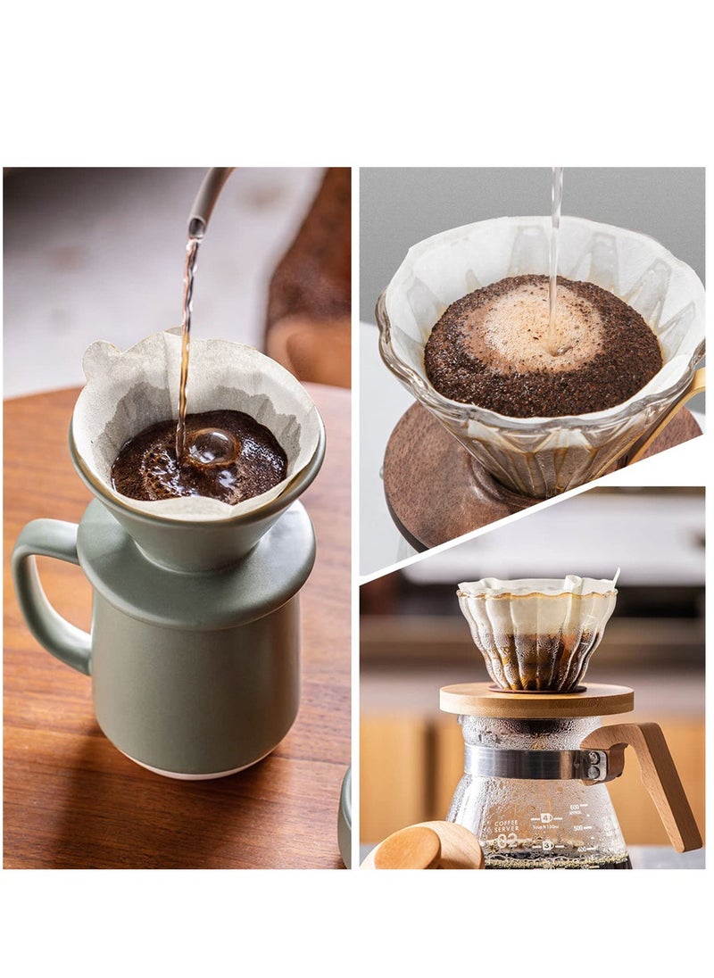 Generic - Coffee Filters V60 Cone Paper White Natural 200pcs Coffee Filters Unbleached Paper Filters Compatible with Pour Over Drippers 2-4 Cups Size 02 Coffee Filters v60 - Image 1