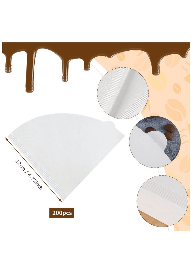 Generic - Coffee Filters V60 Cone Paper White Natural 200pcs Coffee Filters Unbleached Paper Filters Compatible with Pour Over Drippers 2-4 Cups Size 02 Coffee Filters v60 - Image 1