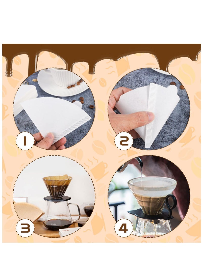 Generic - Coffee Filters V60 Cone Paper White Natural 200pcs Coffee Filters Unbleached Paper Filters Compatible with Pour Over Drippers 2-4 Cups Size 02 Coffee Filters v60 - Image 1