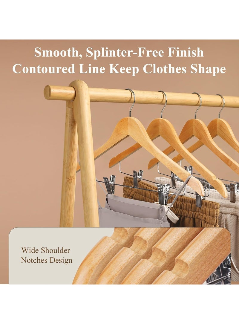 15 Pack Clothes Hangers Wooden Hangers Skirt Hangers with Sturdy Metal Clips Smooth Pants Hangers for Pants, Skirt, Jeans, Slacks, Shorts  - Image 3
