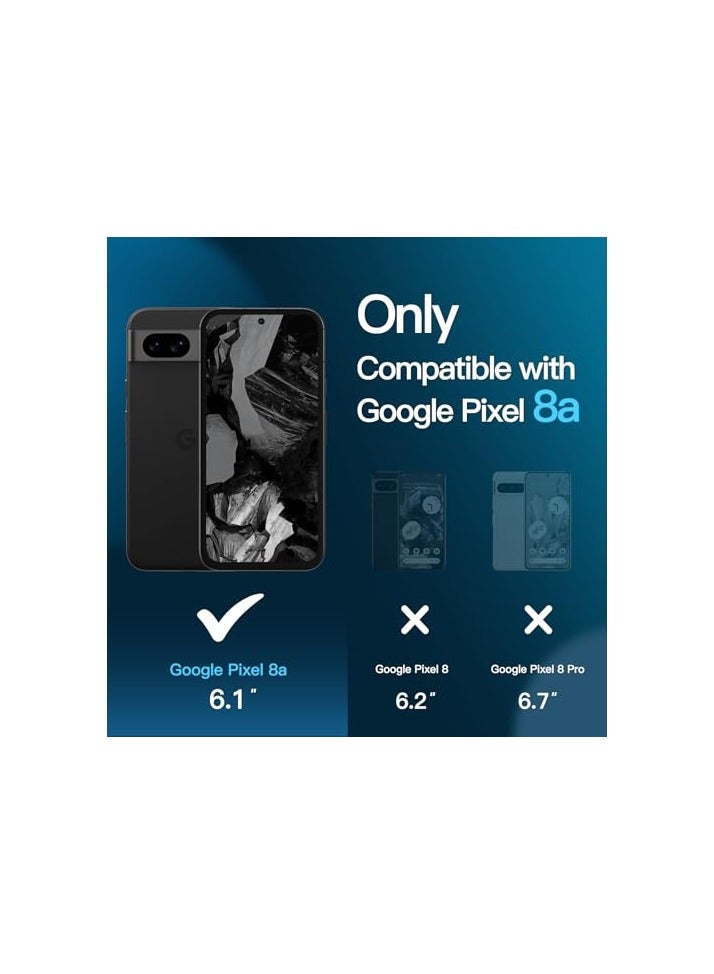 جي تيك واقي شاشة JETech لهاتف Google Pixel 8a مقاس 6.1 بوصة مع واقي عدسة الكاميرا، أداة سهلة التركيب، متوافق مع بصمات الأصابع، فيلم زجاجي مقسى، شفاف عالي الدقة، عبوتان لكل منهما - Image 2