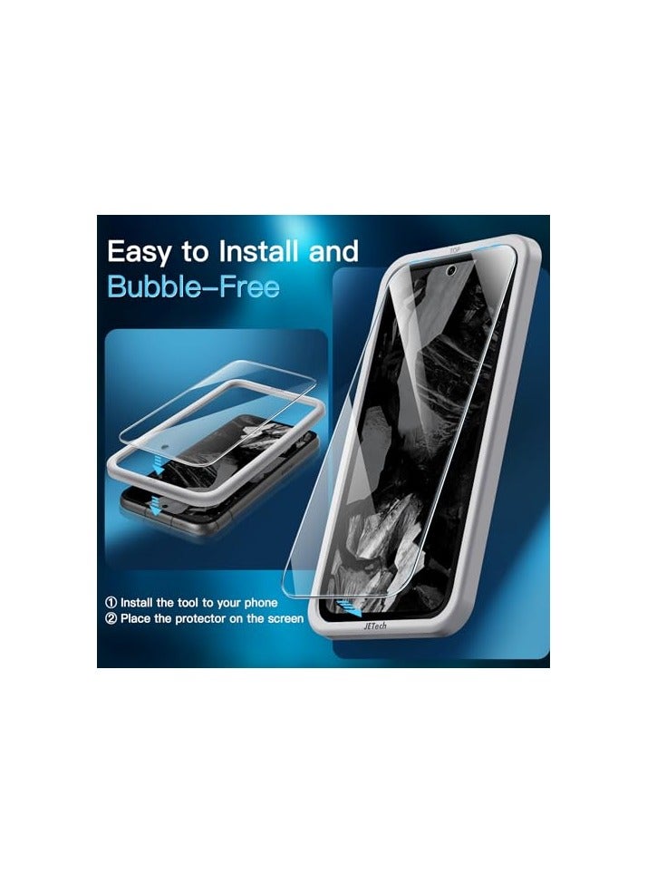 جي تيك واقي شاشة JETech لهاتف Google Pixel 8a مقاس 6.1 بوصة مع واقي عدسة الكاميرا، أداة سهلة التركيب، متوافق مع بصمات الأصابع، فيلم زجاجي مقسى، شفاف عالي الدقة، عبوتان لكل منهما - Image 4