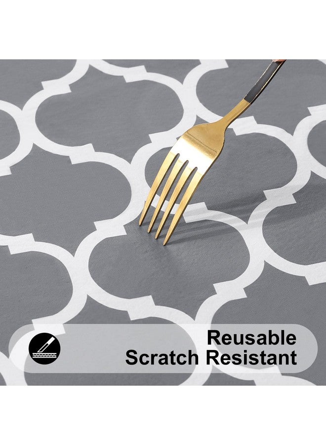 Smiry Rectangle Tablecloth, Waterproof Vinyl Tablecloths with Flannel Backing for Rectangle Tables, Wipeable Spillproof Plastic Tablecloth for Dining, Camping, Indoor and Outdoor 60" x 84", Grey - Image 4