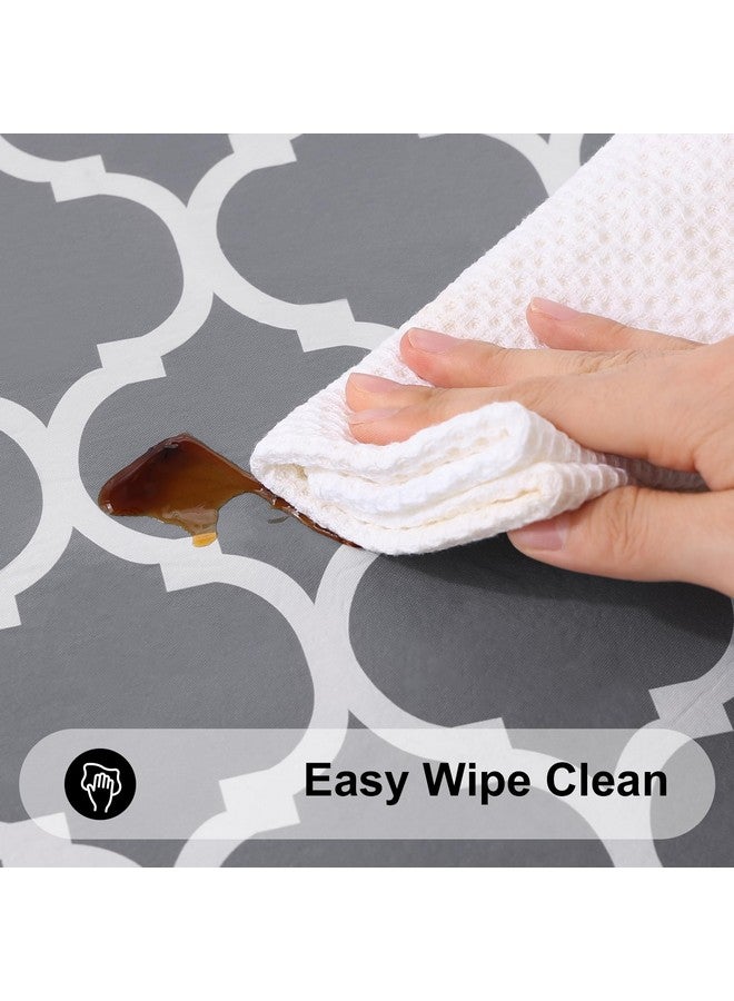 Smiry Rectangle Tablecloth, Waterproof Vinyl Tablecloths with Flannel Backing for Rectangle Tables, Wipeable Spillproof Plastic Tablecloth for Dining, Camping, Indoor and Outdoor 60" x 84", Grey - Image 2