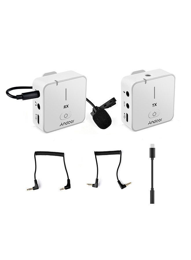 ANDOER Wireless Recording Microphone System with Transmitter Receiver Clip-on Lavalier Mic 50M Effective Range Built-in Battery  - Image 1