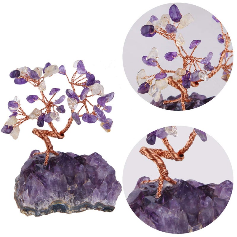 mookaitedecor Citrine & Amethyst Crystal Tree  Amethyst Cluster Crystals Base Bonsai Money Tree for Wealth and Luck - Image 4