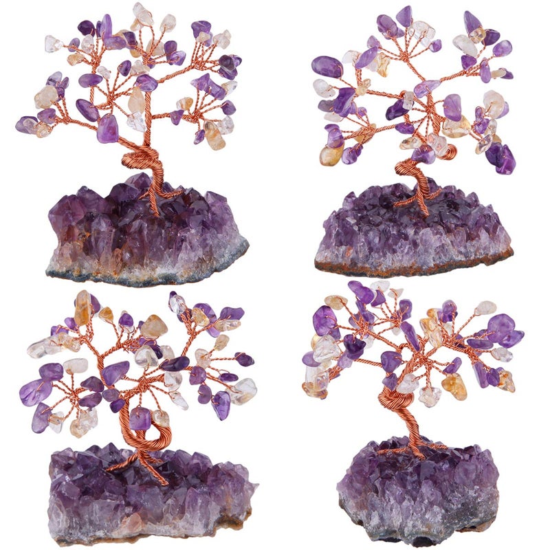 mookaitedecor Citrine & Amethyst Crystal Tree  Amethyst Cluster Crystals Base Bonsai Money Tree for Wealth and Luck - Image 5