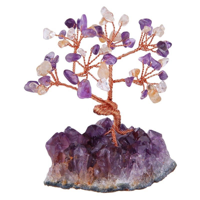 mookaitedecor Citrine & Amethyst Crystal Tree  Amethyst Cluster Crystals Base Bonsai Money Tree for Wealth and Luck - Image 1