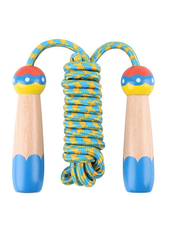 بوفان حبل قفز للأطفال، حبل قفز قابل للتعديل، حبال قفز للأطفال بمقبض خشبي للبنات والأولاد، حبال قفز مثقلة لتمارين اللياقة البدنية والأنشطة الترفيهية الخارجية - Image 1