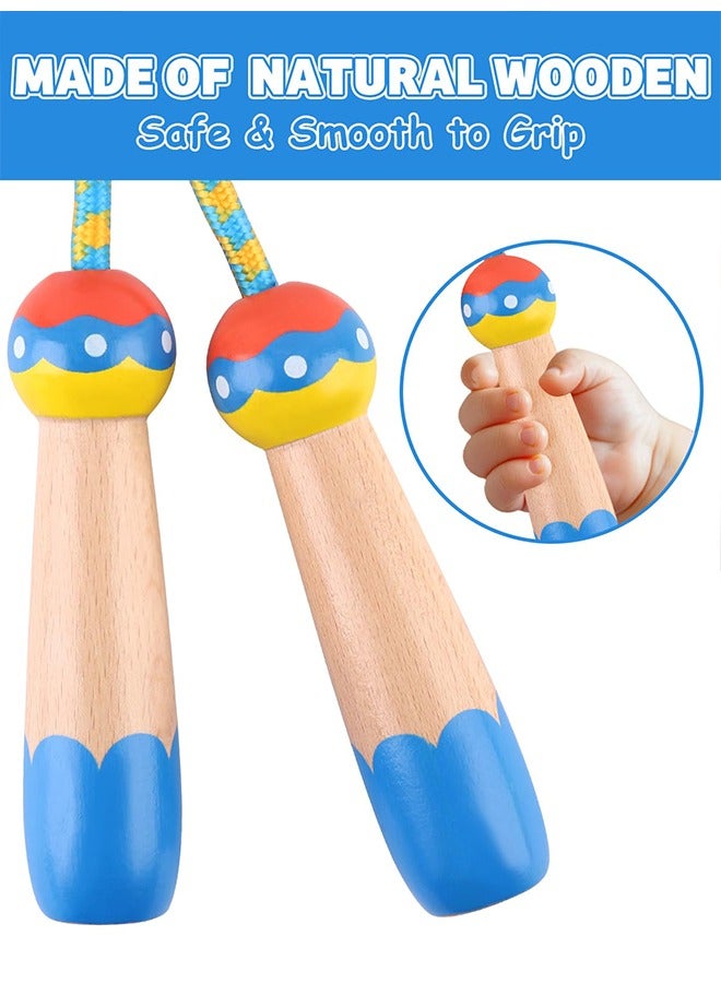 بوفان حبل قفز للأطفال، حبل قفز قابل للتعديل، حبال قفز للأطفال بمقبض خشبي للبنات والأولاد، حبال قفز مثقلة لتمارين اللياقة البدنية والأنشطة الترفيهية الخارجية - Image 4