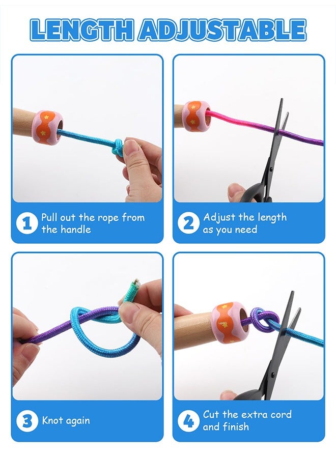 بوفان حبل قفز للأطفال، حبل قفز قابل للتعديل، حبال قفز للأطفال بمقبض خشبي للبنات والأولاد، حبال قفز مثقلة لتمارين اللياقة البدنية والأنشطة الترفيهية الخارجية - Image 5