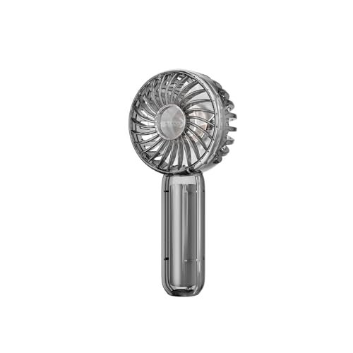 ARCTICOOL Portable Fan Transparent Crystal 3-Speed Portable Fan Rechargeable 2000mAh with Strong Airflow, Trendy See-Through Design mini fan, Hand Fan for Office/Market/Travel (Transparent Black) - Image 1