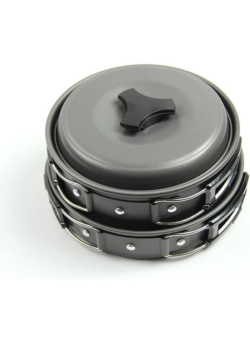 NILKANTH - NILKANTH® Camping Cookware Outdoor Mess Kit Aluminum Lightweight Folding Camping Pot Backpacking Cooking Set Picnic Pots and Pans (Black) - Image 1