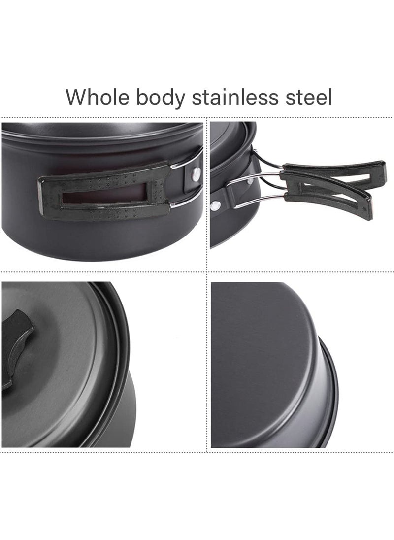 NILKANTH - NILKANTH® Camping Cookware Outdoor Mess Kit Aluminum Lightweight Folding Camping Pot Backpacking Cooking Set Picnic Pots and Pans (Black) - Image 1