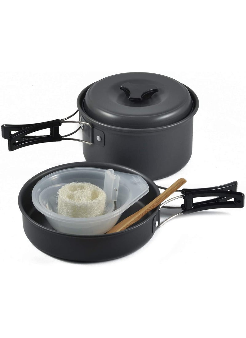 NILKANTH - NILKANTH® Camping Cookware Outdoor Mess Kit Aluminum Lightweight Folding Camping Pot Backpacking Cooking Set Picnic Pots and Pans (Black) - Image 1