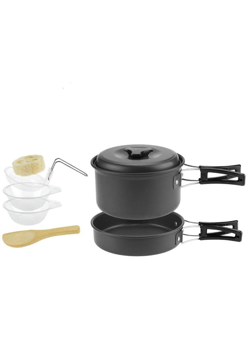 NILKANTH - NILKANTH® Camping Cookware Outdoor Mess Kit Aluminum Lightweight Folding Camping Pot Backpacking Cooking Set Picnic Pots and Pans (Black) - Image 1