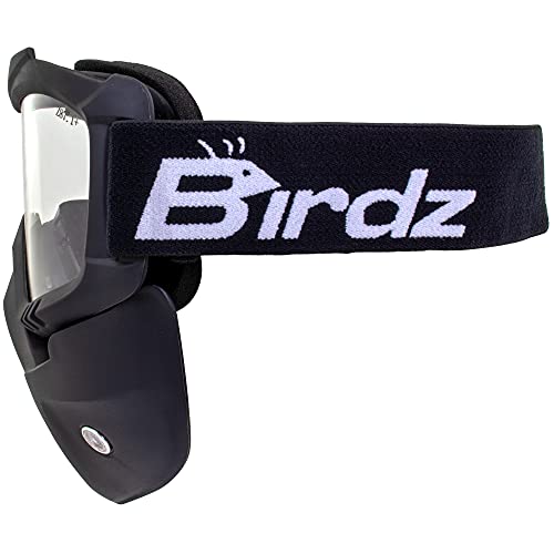 Birdz Eyewear Skylark Motorcycle Goggles Removable Face Mask 3 Pairs Black Frames with Clear Smoke Yellow Lenses - Image 2