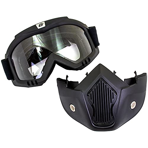 Birdz Eyewear Skylark Motorcycle Goggles Removable Face Mask 3 Pairs Black Frames with Clear Smoke Yellow Lenses - Image 3