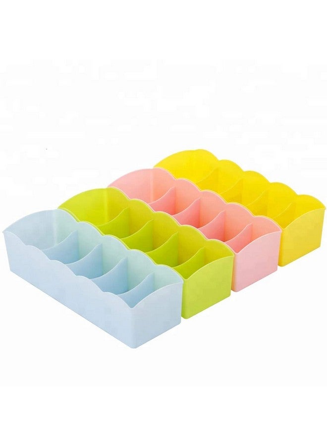 جو هوكد صندوق تخزين بلاستيكي مكون من 5 شبكات منظم أدراج للملابس الداخلية والجوارب والملابس الداخلية منظم أدراج تخزين متعدد الاستخدامات ومتين وصغير الحجم وفعال ومتين وموفر للمساحة، مجموعة من 4 قطع متعددة الألوان - Image 1