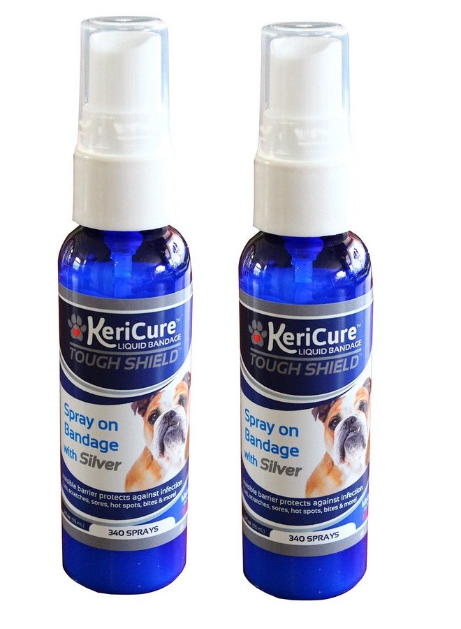 KeriCure Tough Shield Silver Liquid Bandage, 2 Pack, Spray on Bandage with Silver Hydrosol for Pets and Small Animals, 2oz First Aid Sprays for Dogs, Cats - Soothes, Seals, and Protects - Image 1