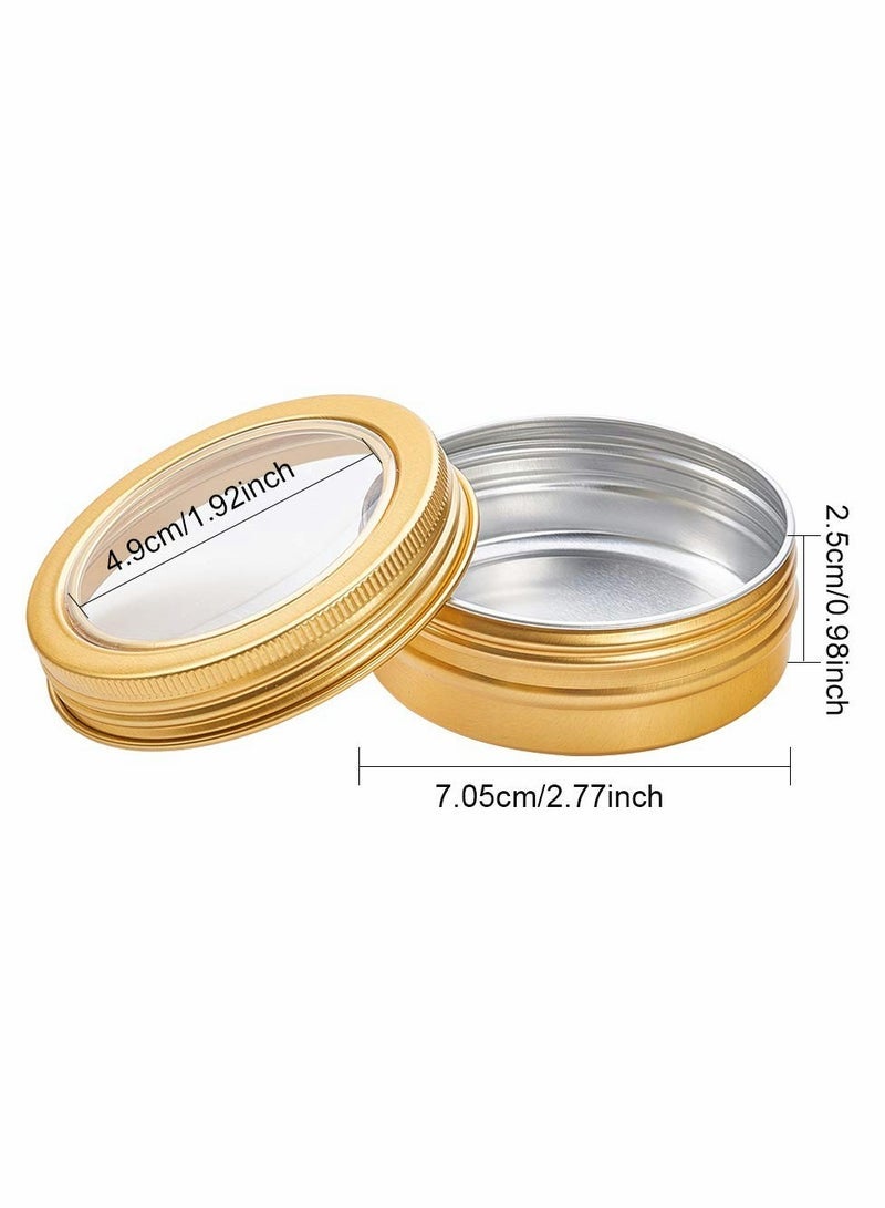 Pack 2 OZ Tin Cans Screw Top Round Aluminum Cans Screw Lid Containers with Clear Window - Great for Store Spices, Candies, Tea or Gift Giving - Image 3