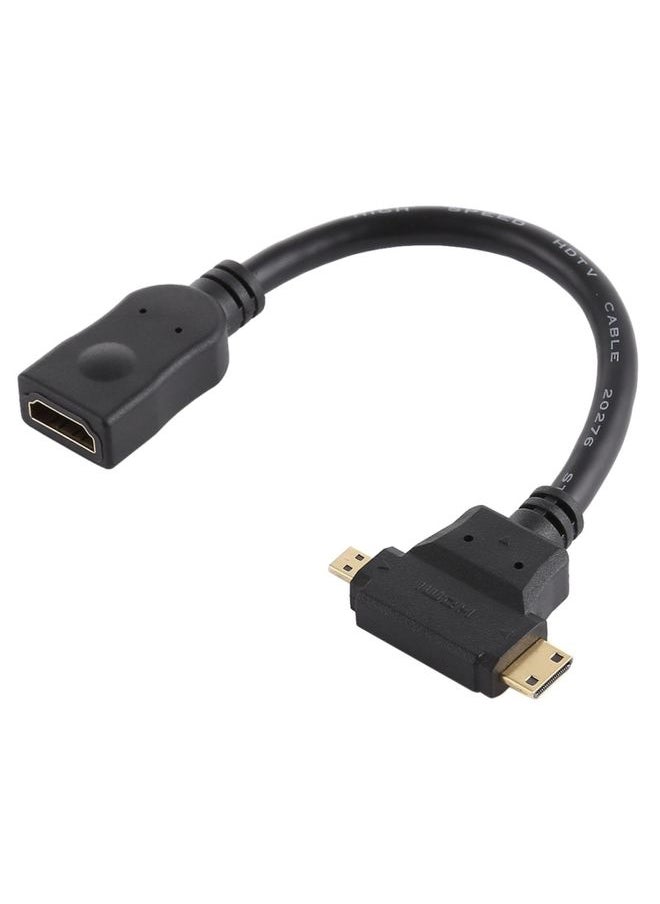 BURAQ HDMI Female to Mini HDMI + Micro HDMI T Shape Cable(Black)  - Image 2