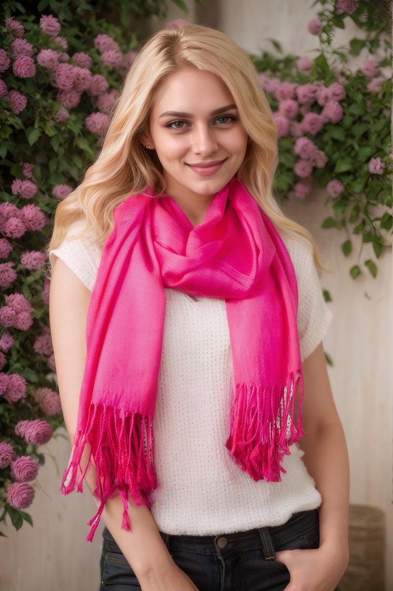Achillea Soft Silky Pashmina Scarf for Women - Shawl Wrap for Evening Dresses, Bridesmaids, Weddings & Everyday Wear (Fuchsia) - Image 2