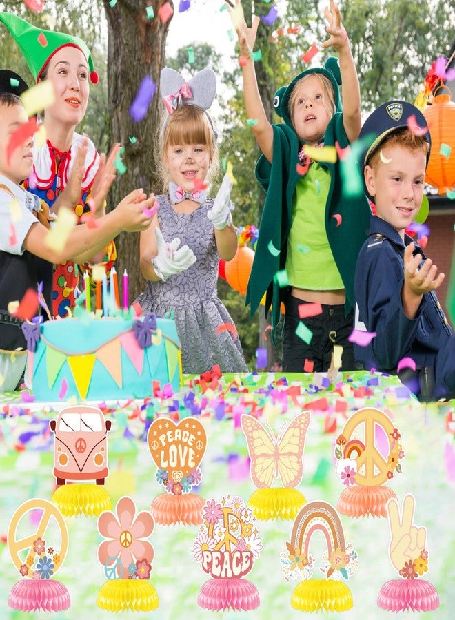 Konsait 9 Pieces Hippie Boho Party Honeycomb Centerpieces Retro Rainbow Butterfly Peace Groovy Decor Theme Table Topper for Teen Girls Birthday Baby Shower Party Decorations Supplies - Image 4