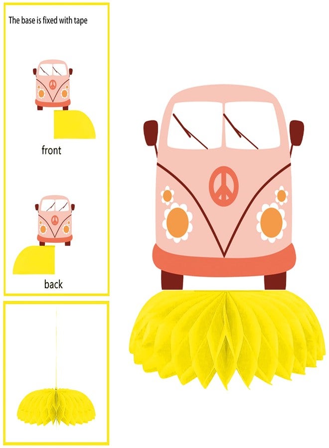 Konsait 9 Pieces Hippie Boho Party Honeycomb Centerpieces Retro Rainbow Butterfly Peace Groovy Decor Theme Table Topper for Teen Girls Birthday Baby Shower Party Decorations Supplies - Image 3