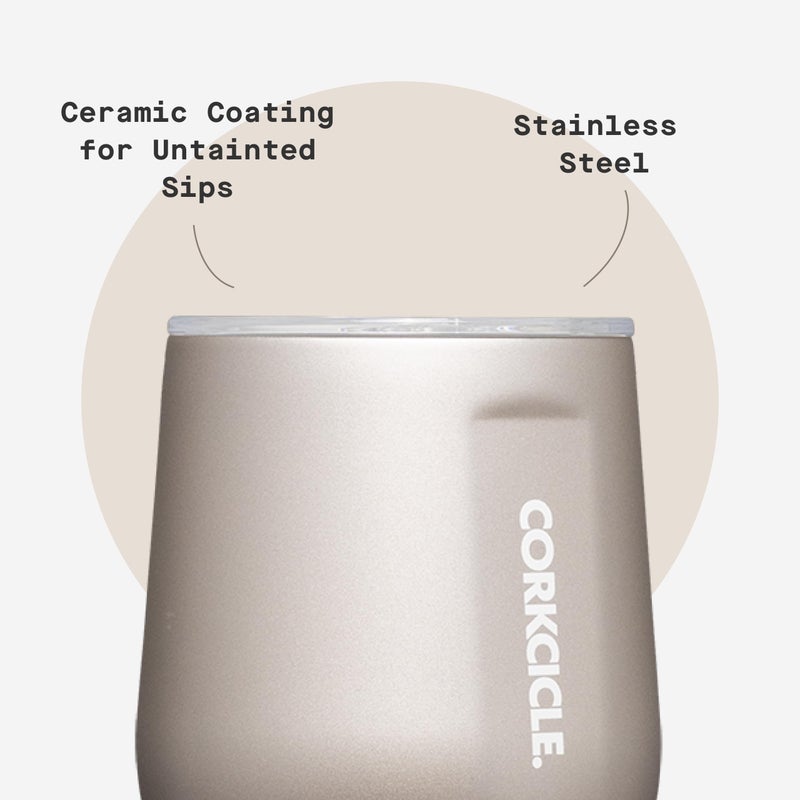 Corkcicle Pure Taste Stemless Insulated Wine Glass Tumbler - Keeps Beverages Cold 6 Hours & Hot 3 Hours - Stainless Steel - Easy-Grip - Summer Drinkware Gift - 12 oz - Latte/Oat Milk - Image 5
