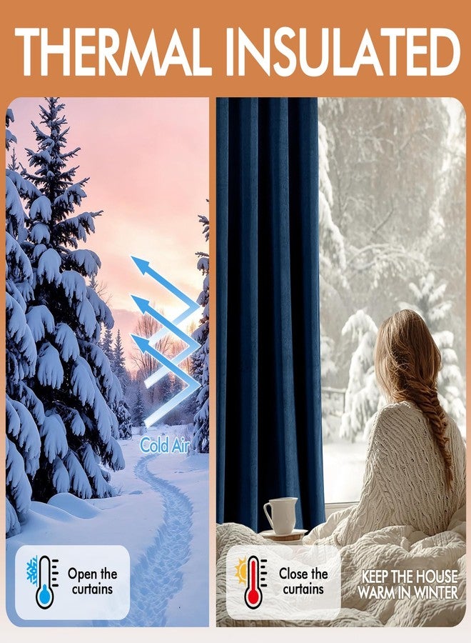 ANRODUO Navy Blue Velvet Curtains 84 Inches Long Blackout Thermal Insulated Soundproof Curtain Privacy Room Darkening Curtains Grommet Window Drapes for Bedroom Living Room 42 x 84 Inch Set of 2 - Image 4