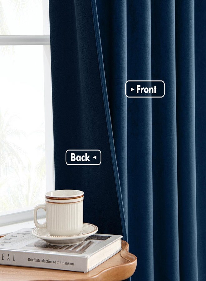 ANRODUO Navy Blue Velvet Curtains 84 Inches Long Blackout Thermal Insulated Soundproof Curtain Privacy Room Darkening Curtains Grommet Window Drapes for Bedroom Living Room 42 x 84 Inch Set of 2 - Image 5