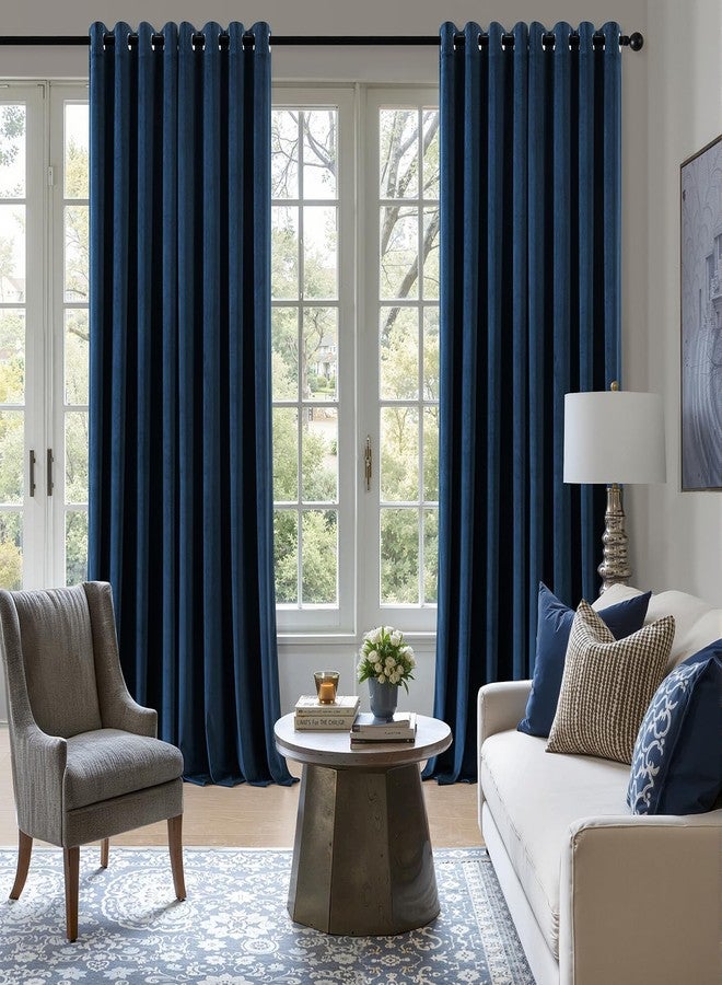 ANRODUO Navy Blue Velvet Curtains 84 Inches Long Blackout Thermal Insulated Soundproof Curtain Privacy Room Darkening Curtains Grommet Window Drapes for Bedroom Living Room 42 x 84 Inch Set of 2 - Image 2