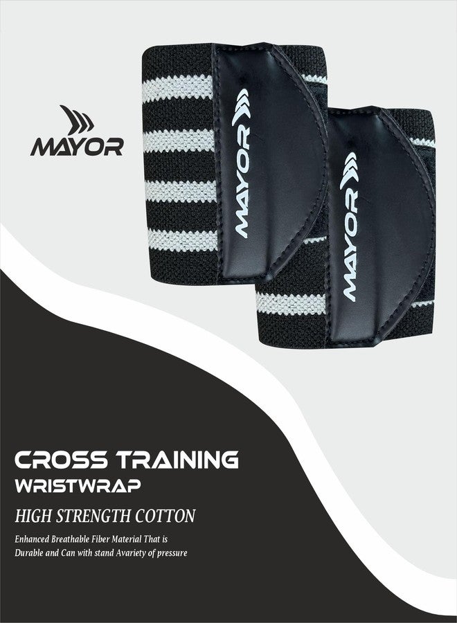 Mayor Cotton Wrist Support for Men & Women - Gym Wrist Wrap with Thumb Loop for Weight Lifting, Workout & Hand Grip Support | Adjustable Wrist Band (Grey/Black) - Image 4