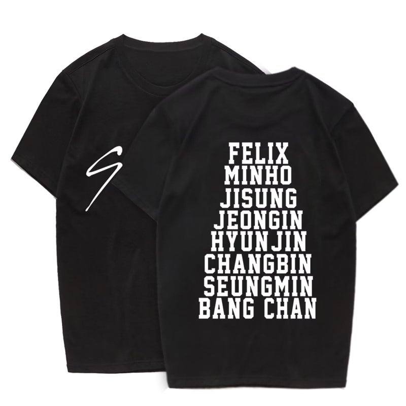 KPOP Skz Felix Merch T-Shirt Skz Bangchan Support Shirt Han Jisung Hyunjin Minho Changbin Shirt Unisex Tee Top,Team,2XL - Image 1
