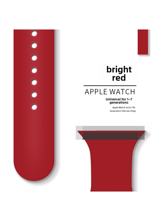 For Applewatch8 Apple S9 Silicone Strap Monochrome Iwatch Same Single Stud Snap Sport Wristband - Image 4