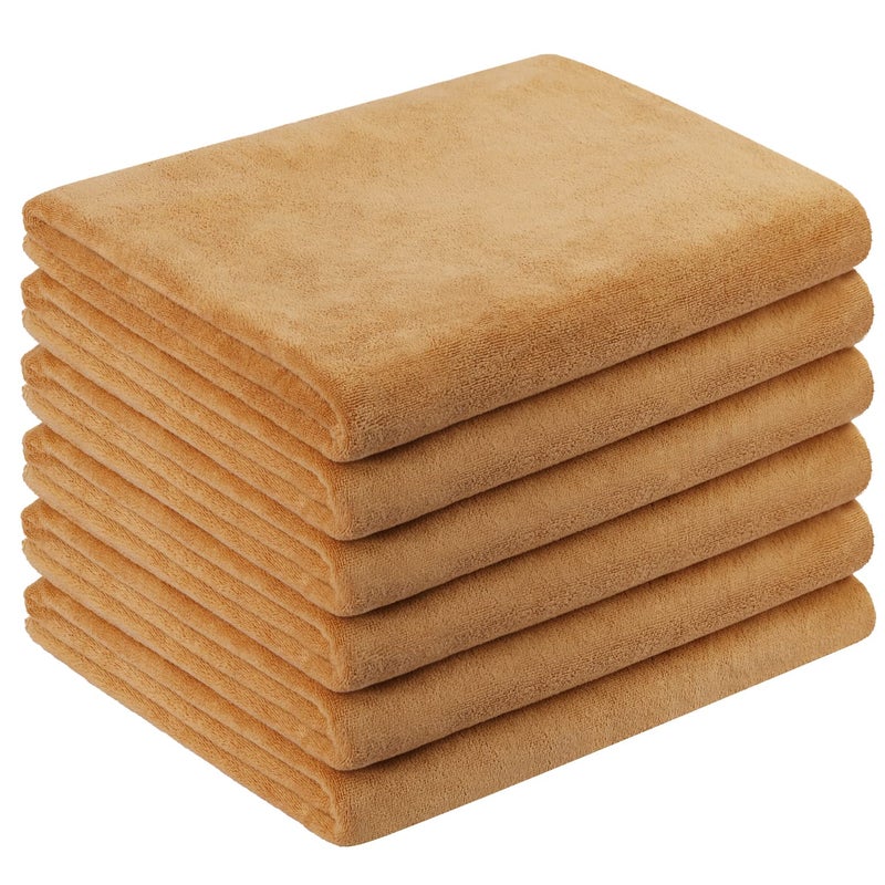 جي ام ال مناشف حمام الألياف الدقيقة JML 6 حزمة (30 "" × 60 "") ناعمة كبيرة الحجم فائقة الاستخدام متعدد الأغراض وتجفيف سريع لليوغا اللياقة البدنية (البيج) - Image 1