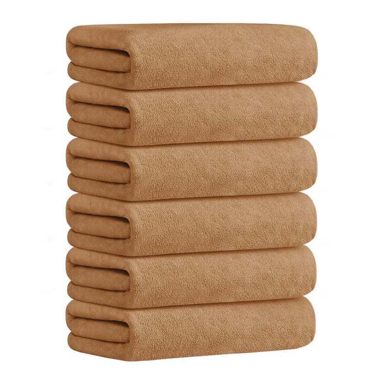 جي ام ال مناشف حمام الألياف الدقيقة JML 6 حزمة (30 "" × 60 "") ناعمة كبيرة الحجم فائقة الاستخدام متعدد الأغراض وتجفيف سريع لليوغا اللياقة البدنية (البيج) - Image 2